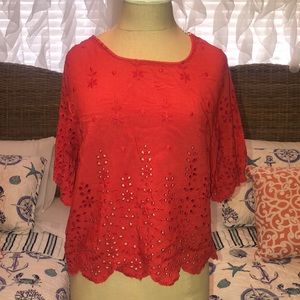Beautiful red top with crochet detail